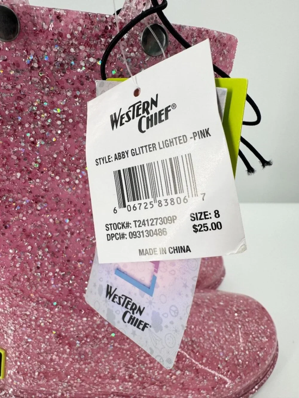 NEW Western Chief Toddler Abby Glitter Rain Boots - Pink